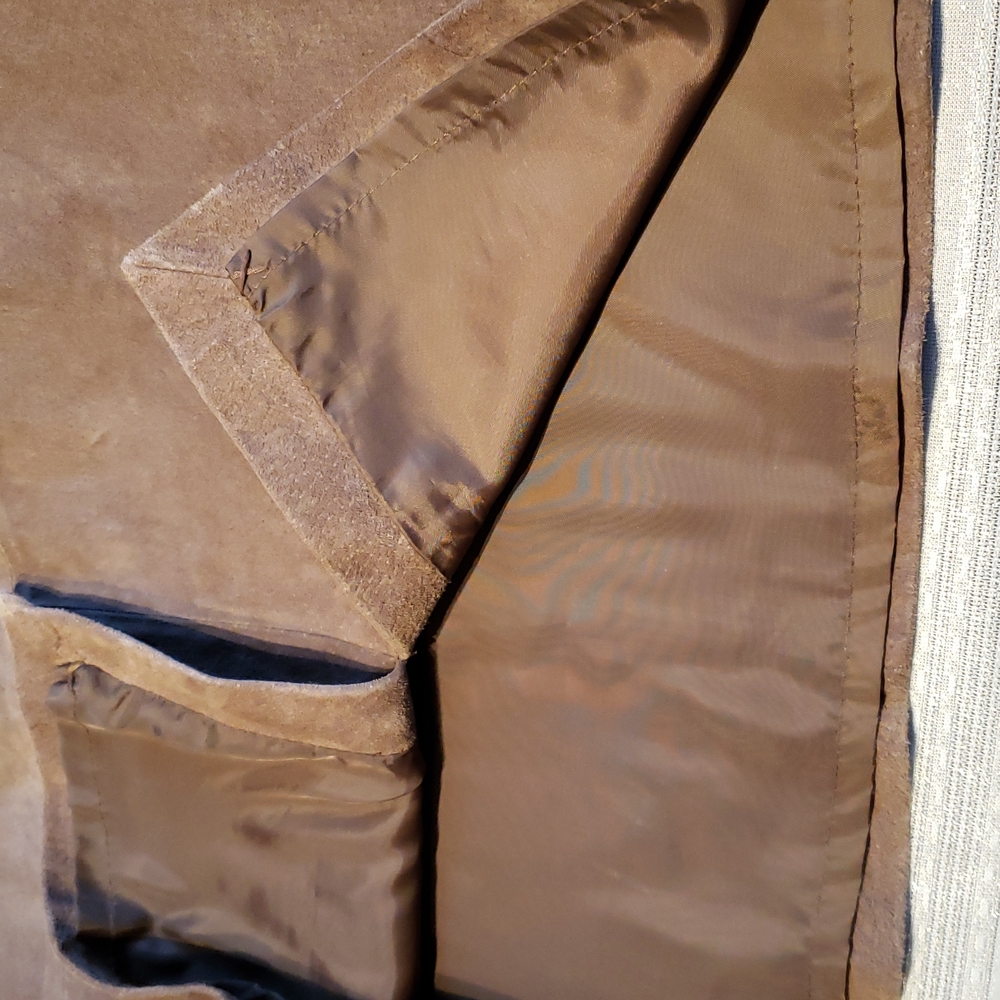 St. John's Bay NEW Suede Leather Skirt A-line Below Knee Back Slit 8 Tan - Picture 4 of 12